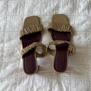 STAUD Tan Ruffled Women's Sandals
